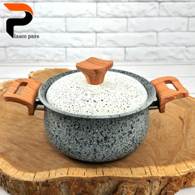 قابلمه 16 دسته چوبی گرانیتی طوسی سفید هاناتک