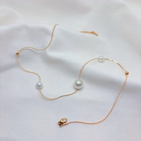 گردنبند ژوپینگ مدل "اشک فرشته" | ترکیب مروارید و گوی طلایی با درخشش ابدی