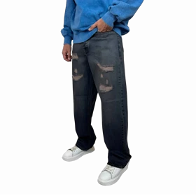 شلوار جین بگ (Baggy Fit) مردانه زاپ‌دار آبی تیره