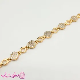 دستبند دخترانه ژوپینگ با حلقه های دایره نگین‌دار