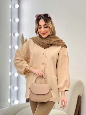 مانتو راه راه دو جیب آستین پیله
