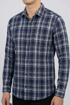 پیراهن مردانه چهارخانه آستین بلند نخ پنبه شیک 423