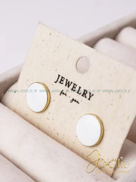 گوشواره زنانه میناکاری مدل دکمه کد E1156 (سفید)