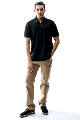 پلوشرت آستین کوتاه نیم زیپ مردانه