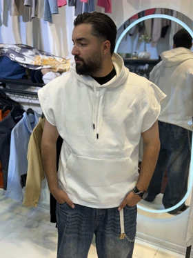 وست هودی سفید پاییزه دورس سه نخ مردانه استایل لش باکسی کیفیت استثنایی