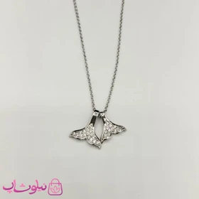 گردنبند زنانه برند CM مدل دم وال رنگ نقره ای کد 270