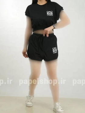 ست لباس راحتی تیشرت آستین حلقه و شورتک نخ پنبه