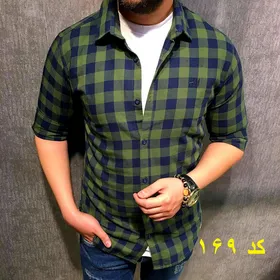 پیراهن چهارخانه ریز بدون جیب سبز