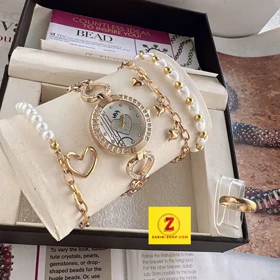 ست ساعت زنانه طرح قلب و 3 دستبند و انگشتر