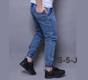شلوار اسلش جین مردانه رنگ ابی برفکی S-5-J