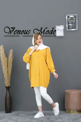 مانتو پانچ یقه دو دکمه