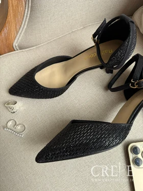 کفش نگین‌دار بغل باز پاشنه 7 سانت