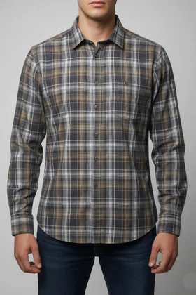 پیراهن مردانه چهارخانه آستین بلند نخ پنبه شیک 420