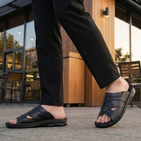 صندل چرم مردانه مدل ماکائو