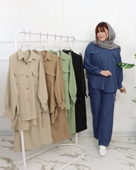 ست شومیز شلوار بنددار زنانه 0870