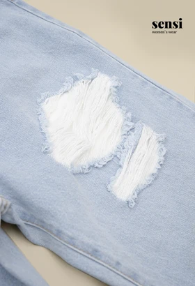 شلوار جین راسته half bag پشت کش زاپ‌دار