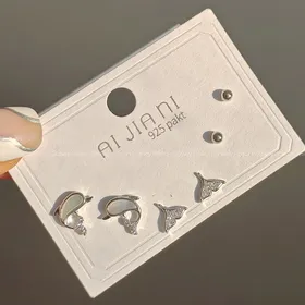 پک گوشواره میخ نقره 925 عیار