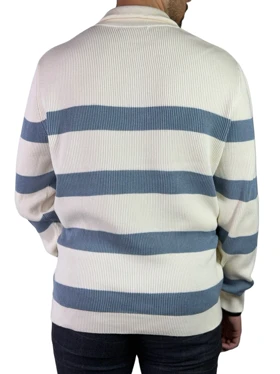 بافت مردانه برند نکست مدل نیم زیپ گرم بالا رنگ سفید آبی کد 0341