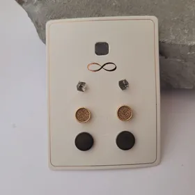 پک گوشواره سه تایی مشکی نگین‌دار