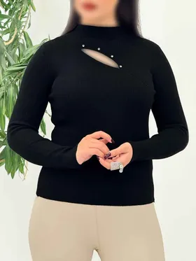 بافت یقه چاک نگین‌دار