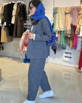 کت و شلوار راه‌راه تک‌رنگ شانتون