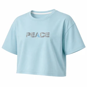 کراپ آستین کوتاه طرح Peace (آبی روشن)