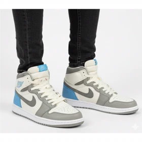 کتانی جردن ساق‌دار طوسی آبی