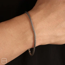 دستبند نقره مردانه میرو سیاه قلم کد 0353232