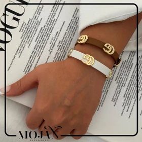 دستبند چرمی زنانه GG کد dzch1015