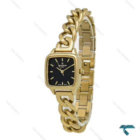 ساعت زنانه رومانسون مربعی بند کارتیه ای طلایی صفحه مشکی Romanson-7293-L