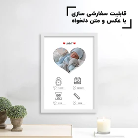 تابلو سفارشی نوزاد با طرح قلبی و دایره ای