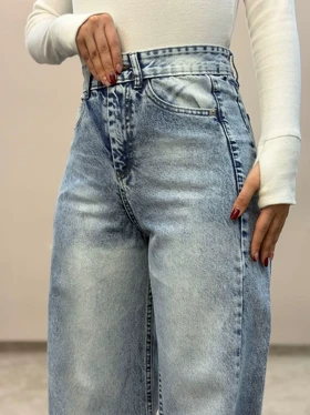 شلوار جین شافل آبی روشن6119