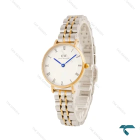 ساعت DW مینی زنانه گرد دورنگ طلایی ایندکس یونانی DW-5993-24-L
