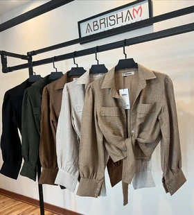 شومیز گره‌ای سرشانه باز(دکمه داره)