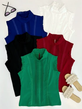 تاپ کرپ حریر یقه ایستاده کد 2523