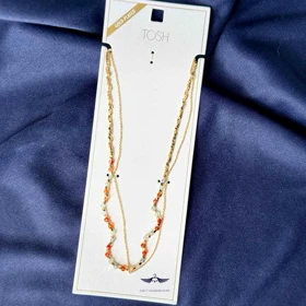 گردنبند زنجیری و سنگ«گردنبند دوتایی» برندtosh