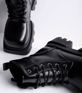 نیم بوت بنددار تک زیپ 4443 Pinki (مشکی)