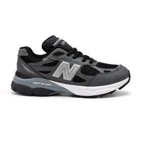 کفش و کتانی مردانه چرم طبیعی مدل نیوبالانس NEWBALANCE 990 رنگ طوسی مشکی کد 8691