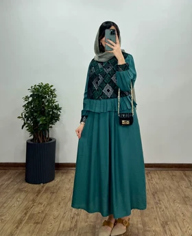ست پیراهن مانتویی به همراه وست سوزندوزی شده کد2425