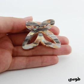 کلیپس دخترانه فلزی مدل پروانه آبرنگی کوچک (طوسی)