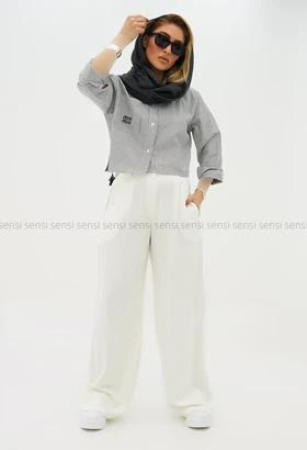 شومیز کراپ راه راه miu-miuکد1005672