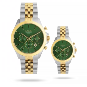 ساعت مچی ست لاکسمی بند استیل دو رنگ طلای نقره ای کد Laxmi 8517