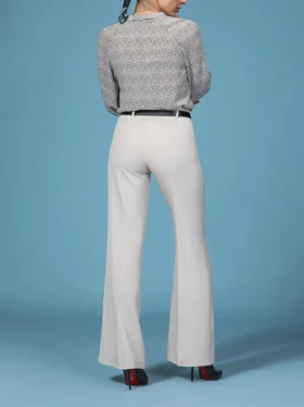 شلوار زنانه پارچه ای کرپ کنزو از بالا کشاد ریزشی کلاسیک پرستا