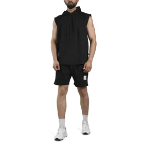 ست رکابی کلاهدار و شلوارک اسپرت الو مدل HS-4C0473 مشکی