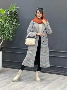 پالتو چهارخونه بلند شش دکمه