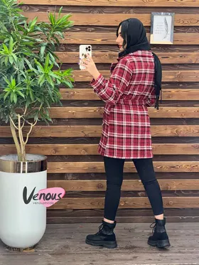 پالتو چهارخونه کمردار
