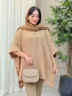 مانتو پانچ یقه دو دکمه هیما