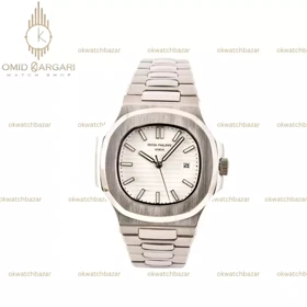 ساعت مچی پتک فیلیپ ناتیلوس سیلور صفحه سفید Patek Philippe Nautilus