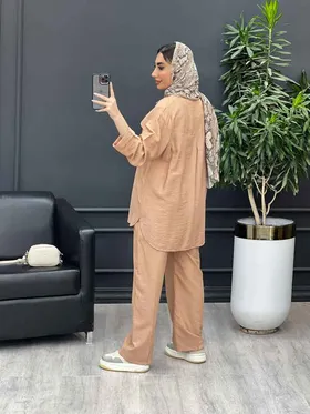 ست مانتو و شلوار دو جیب نما