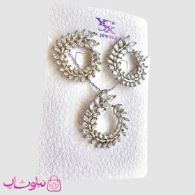 نیم ست زنانه YSX طرح گندم نگین سفید کد 2991